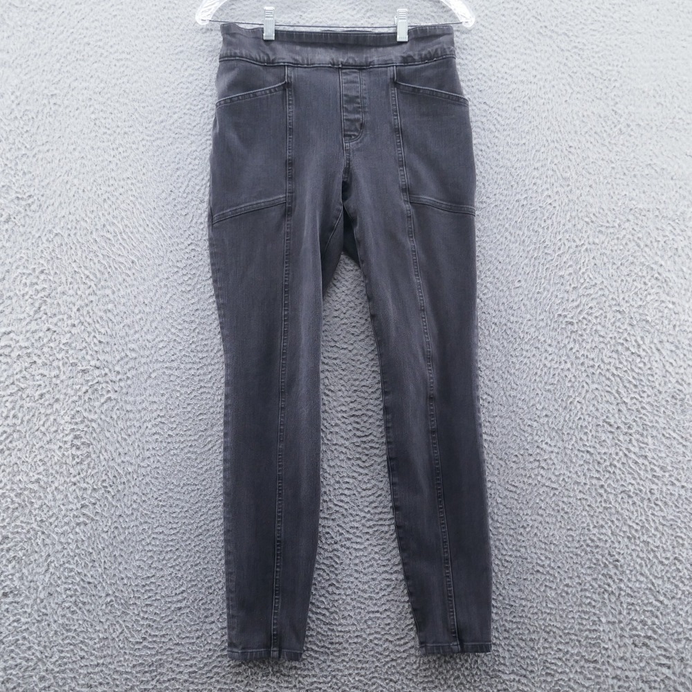 Duluth Trading JeanNetics Pull On Skinny Jeans 4 Black Womens Charcoal Wash